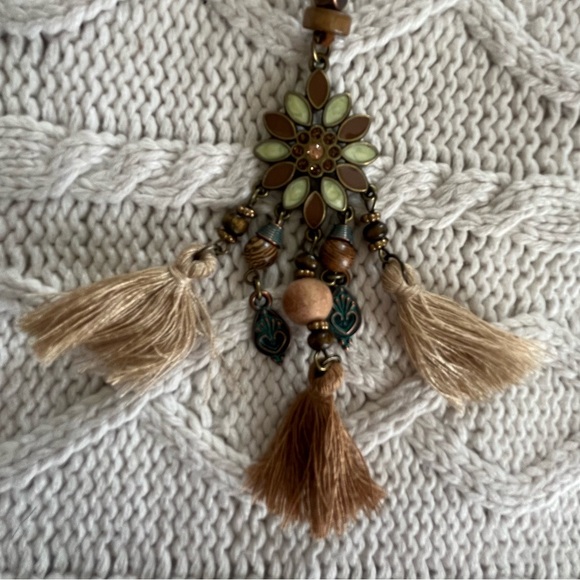 3 Necklaces, Boho Style, Metal with Tassels, Faux Leather Strap - Picture 4 of 10